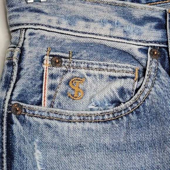 Todd Snyder Men's Slim Fit Jeans 28 x 32 100% Cotton Light Distressed Blue Denim - Picture 8 of 12